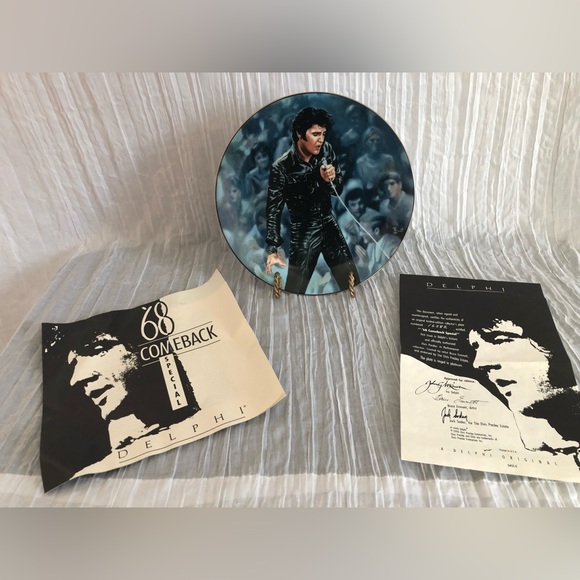ELVIS PRESLEY COLLECTORS PLATE '68 Comeback Special number 1658, w/COA - Picture 3 of 10